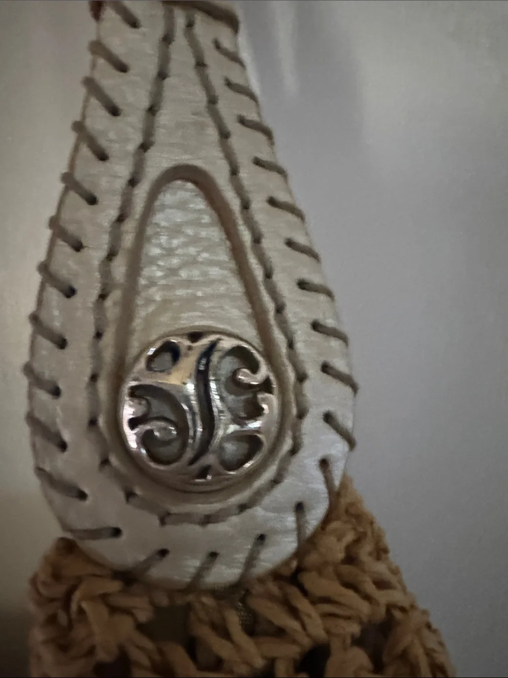 Brighton Tan Woven Hobo with Cream Floral Appliqué